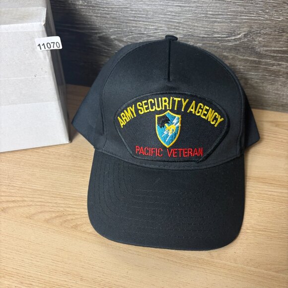 Vintage Army Security Agency Hat Cap Snapback Black Pacific Veteran Adjustable - Picture 10 of 10